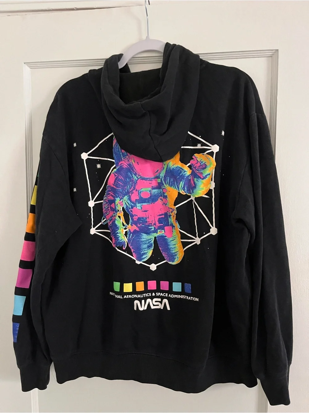 NASA Chemistry Black Crewneck Sweatshirt with Neon Astronaut Graphic